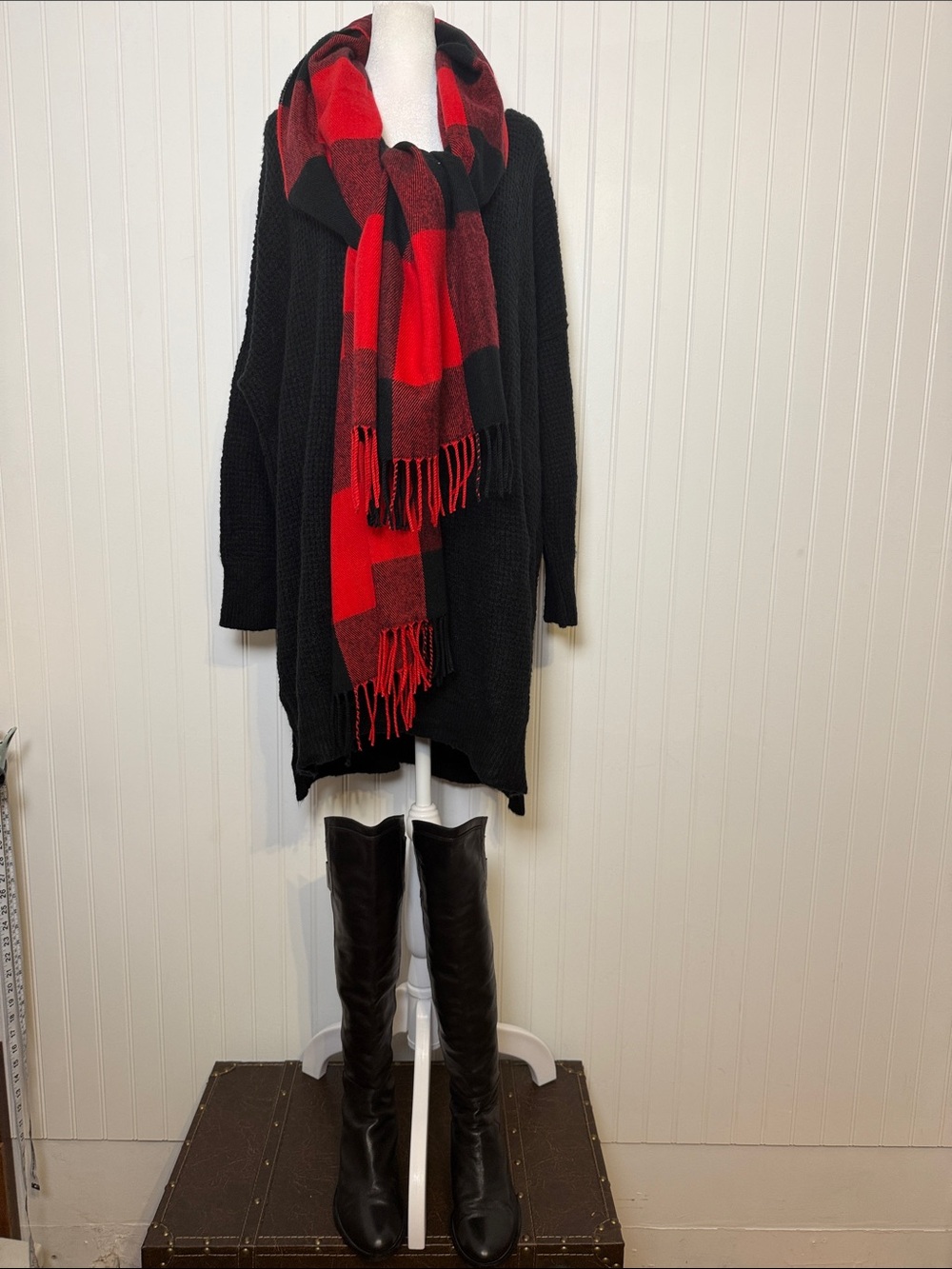 Free people Black V-Neck Chunky Knit Women's Sweater dress